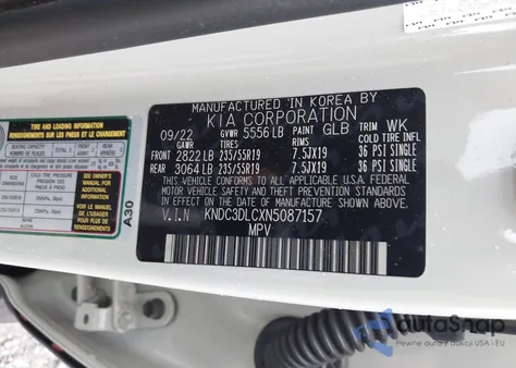 2022 Kia Ev6 Wind z USA, uszkodzony, nr VIN KNDC3DLCXN5087157